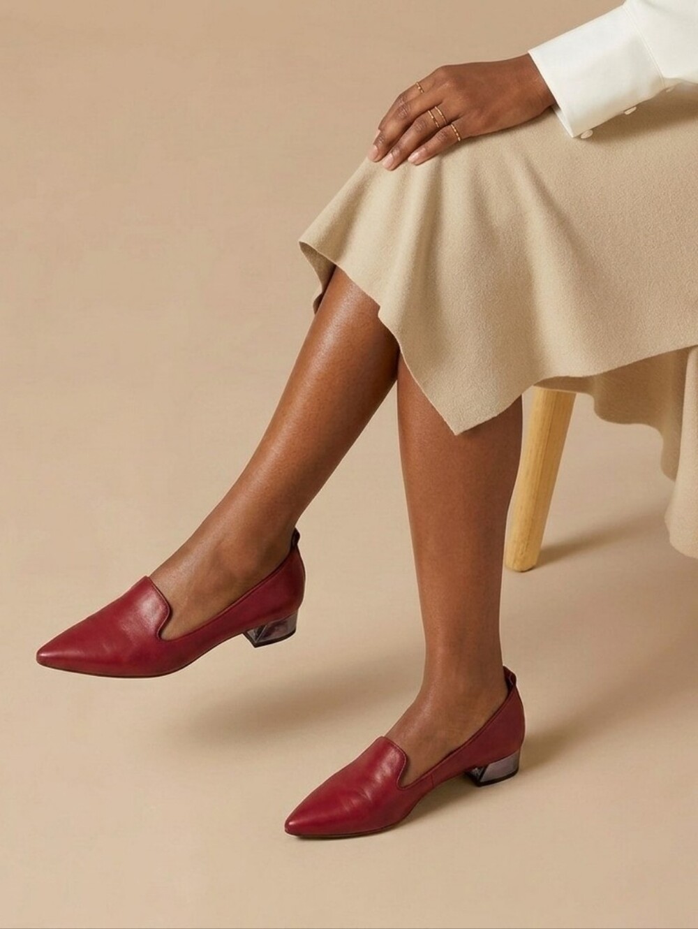 Franco Sarto Burgundy Pointed Toe Loafter Low Heel